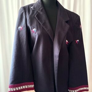 Anthropologie Child of the Universe Women's Navy Heart Blazer - Size 12 -